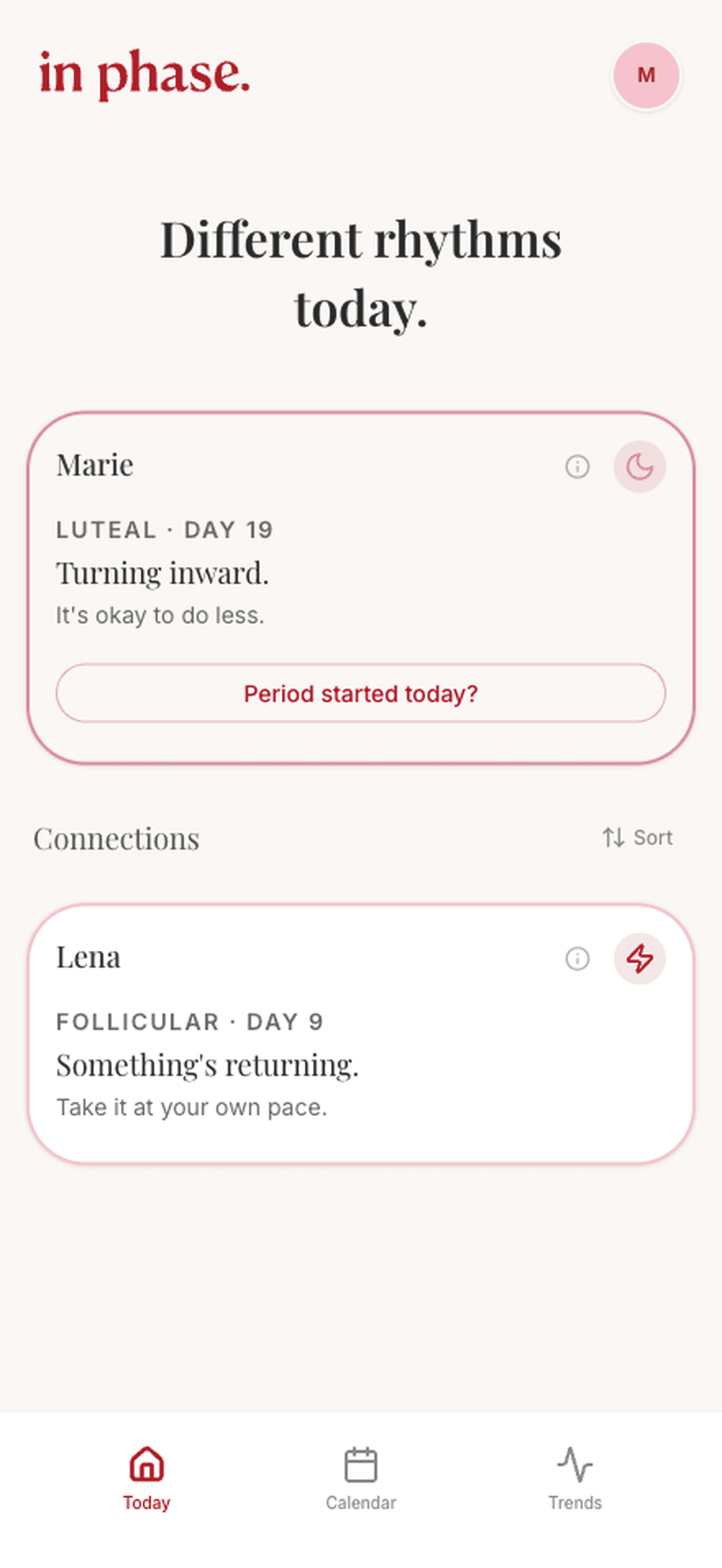 in-phase today screen
